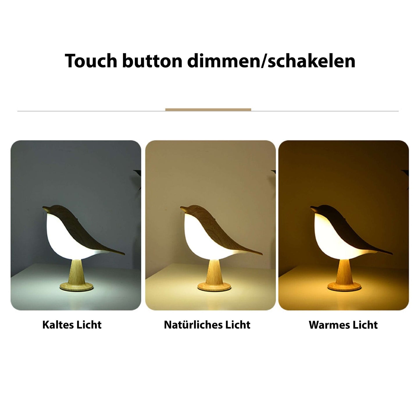 Elegant Bordlampe med Fuglmotiv