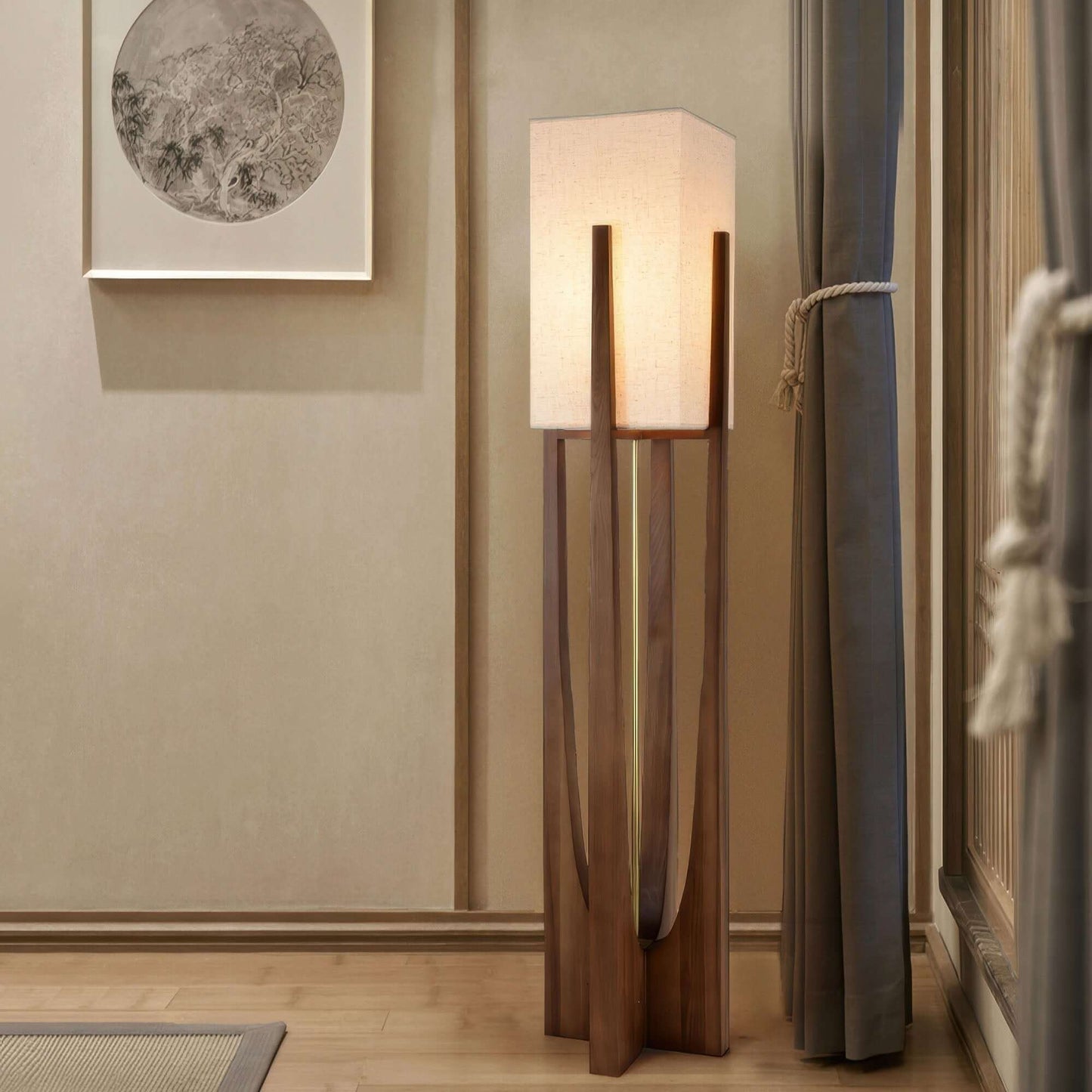 Japansk Stil Gulvlampe i Tre