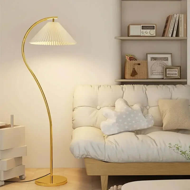 Elegant LED Gulvlampe – Stoffdesign
