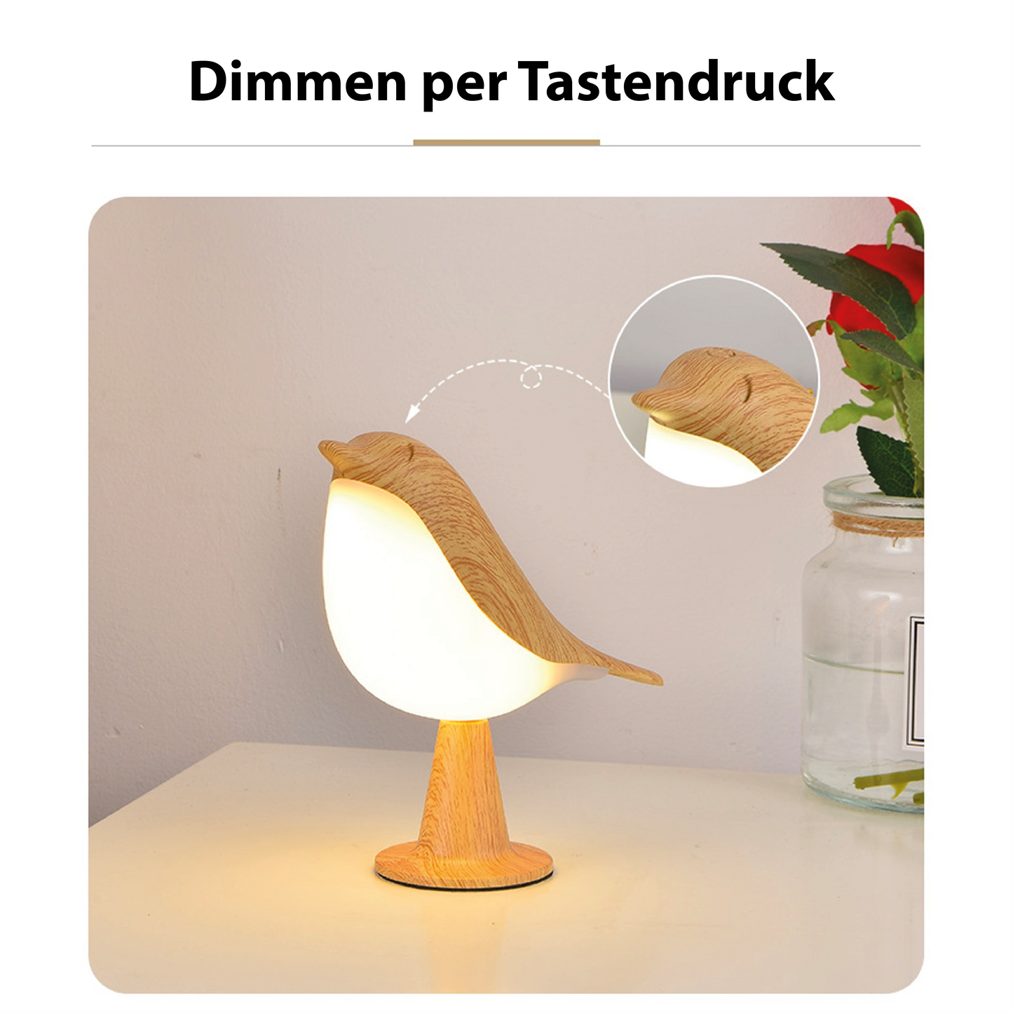 Elegant Bordlampe med Fuglmotiv