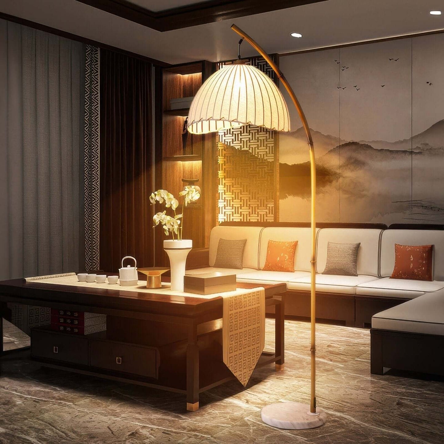 Elegant Gulvlampe i Bambusdesign