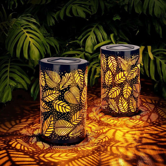 Elegant Hage- og Bordlampe: Bladfasong