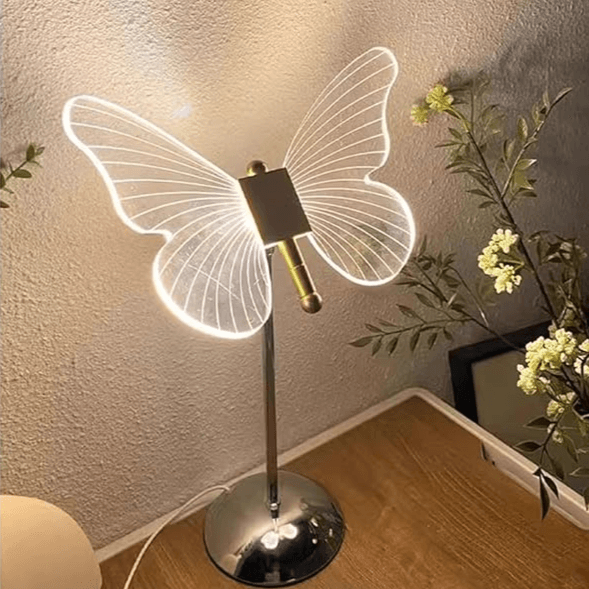 Elegant Krystall Bordlampe med Sommerfuglmotiv