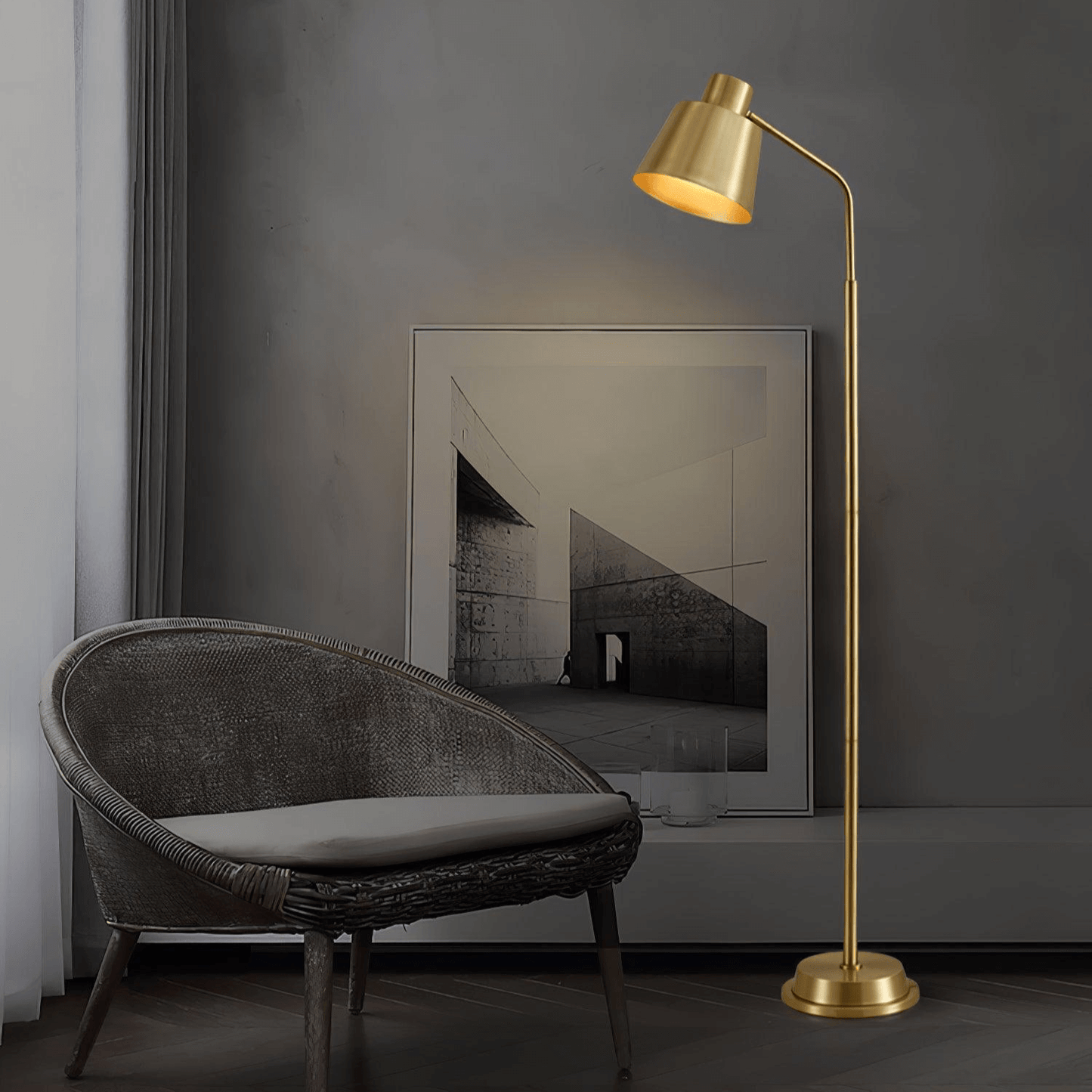 Elegant Gulvlampe i Messing - Moderne Design