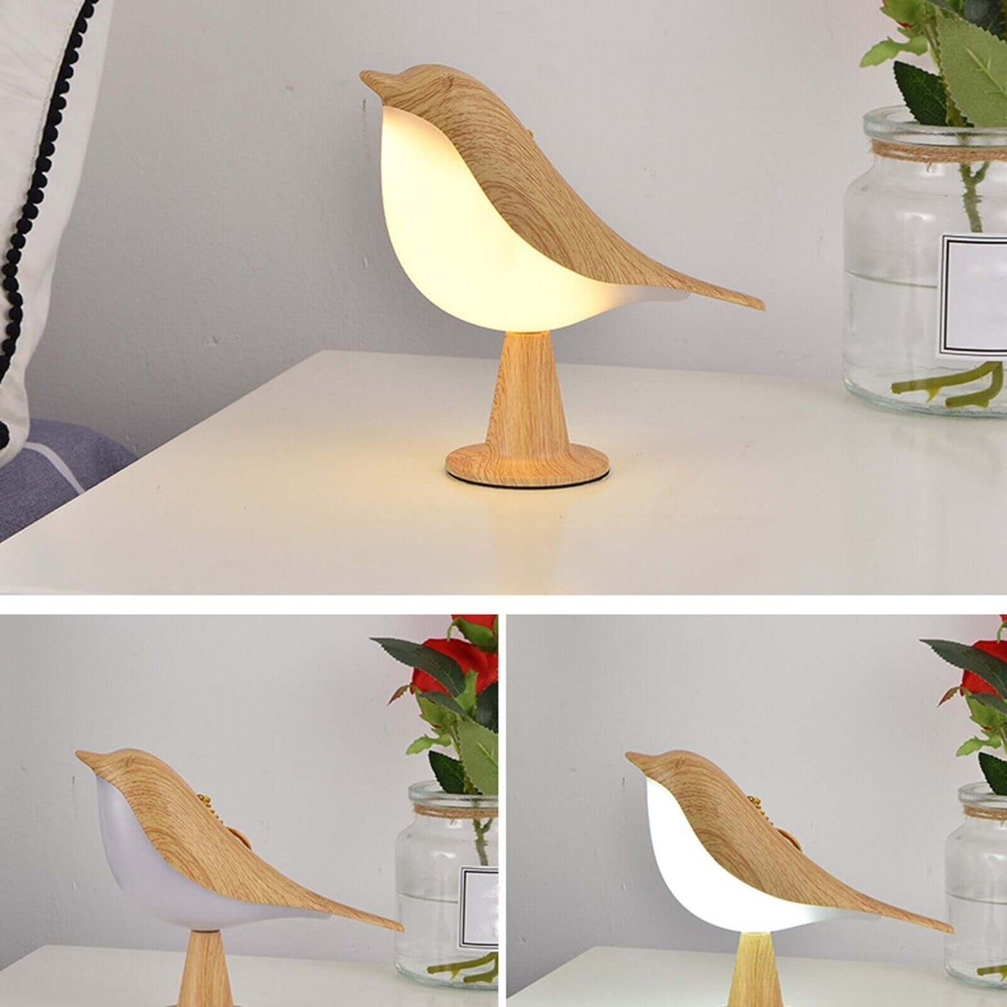 Elegant Bordlampe med Fuglmotiv