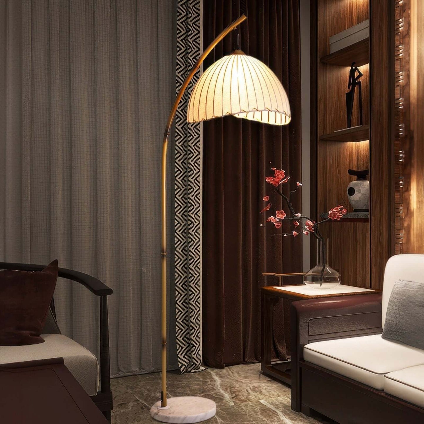 Elegant Gulvlampe i Bambusdesign