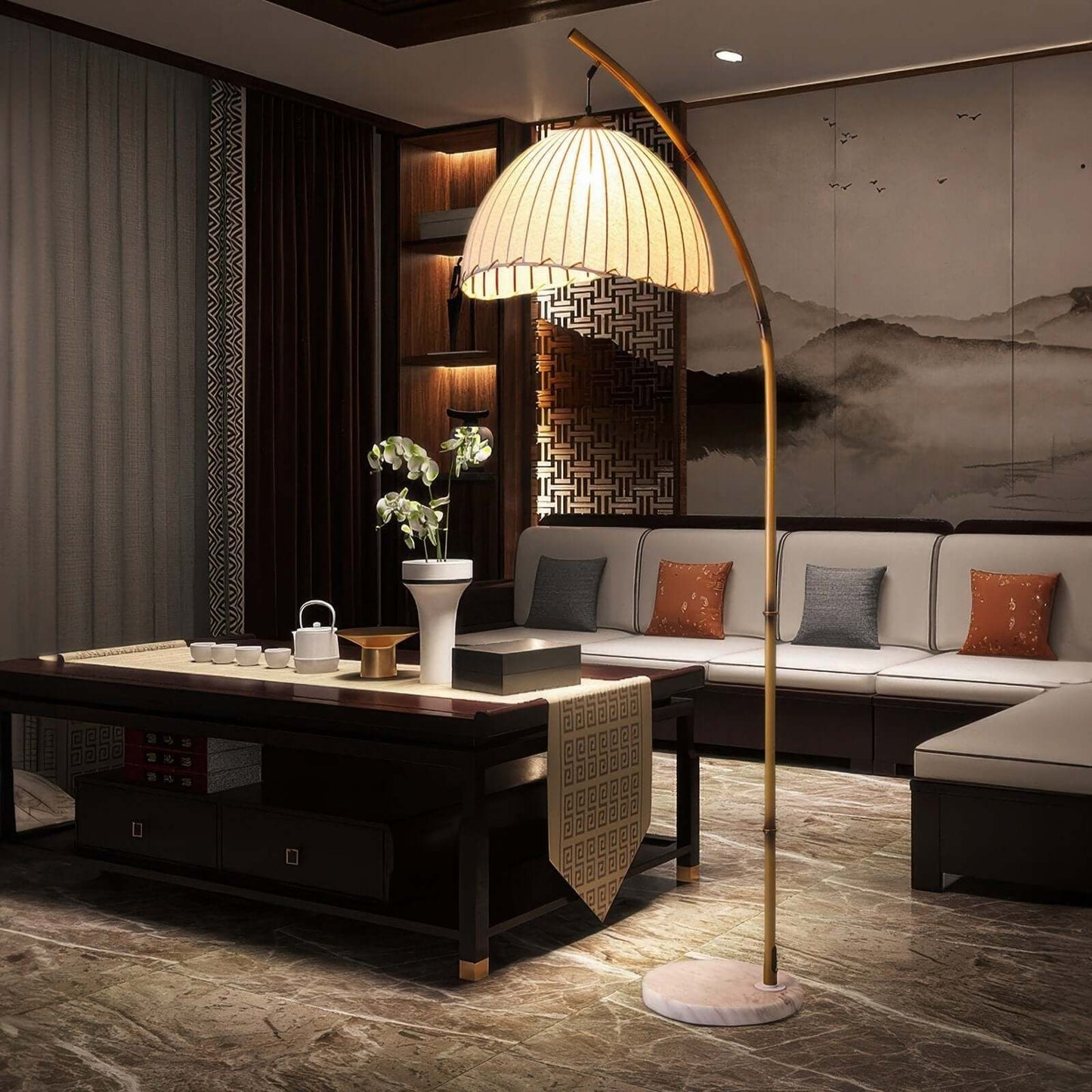 Elegant Gulvlampe i Bambusdesign