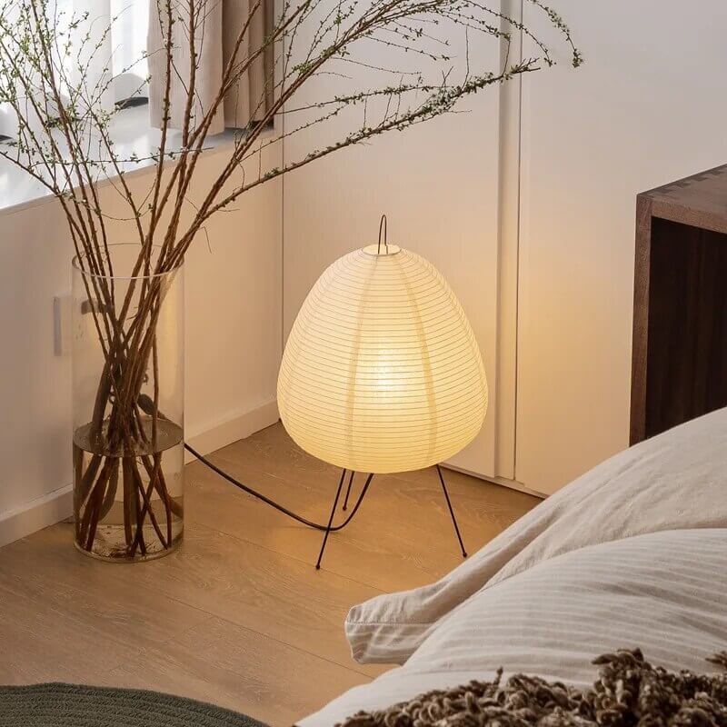 Elegant Japansk Rispapirlampe - Bord- eller Gulvlampe