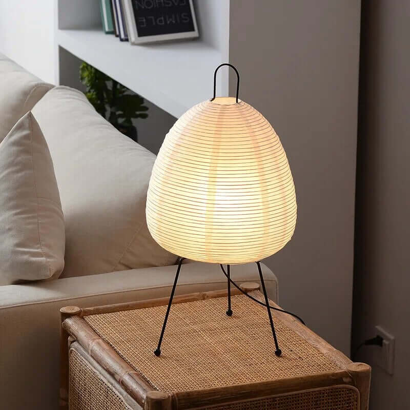 Elegant Japansk Rispapirlampe - Bord- eller Gulvlampe